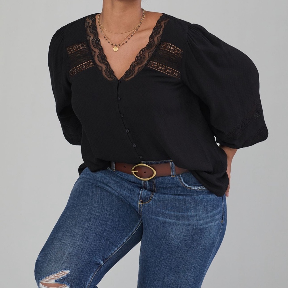 Anthropologie Puff-Sleeved Lace Blouse - Picture 4 of 4